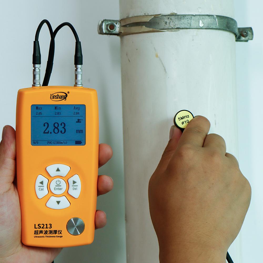 LS213 Ultrasonic Thickness Gauge NDT Nondestructive Testing Thickness for Metal Plastic Glass Ceramics Linshang 0.8mm to 350mm on 45# steel оранжевый