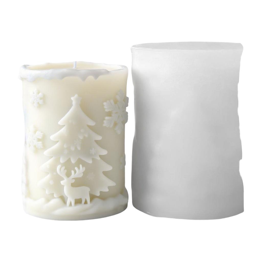 Christmas Candle Mould Silicone Molds Ornament Molds Castings Molds Snowflake Cylinder Plasters Molds Craft Supplies