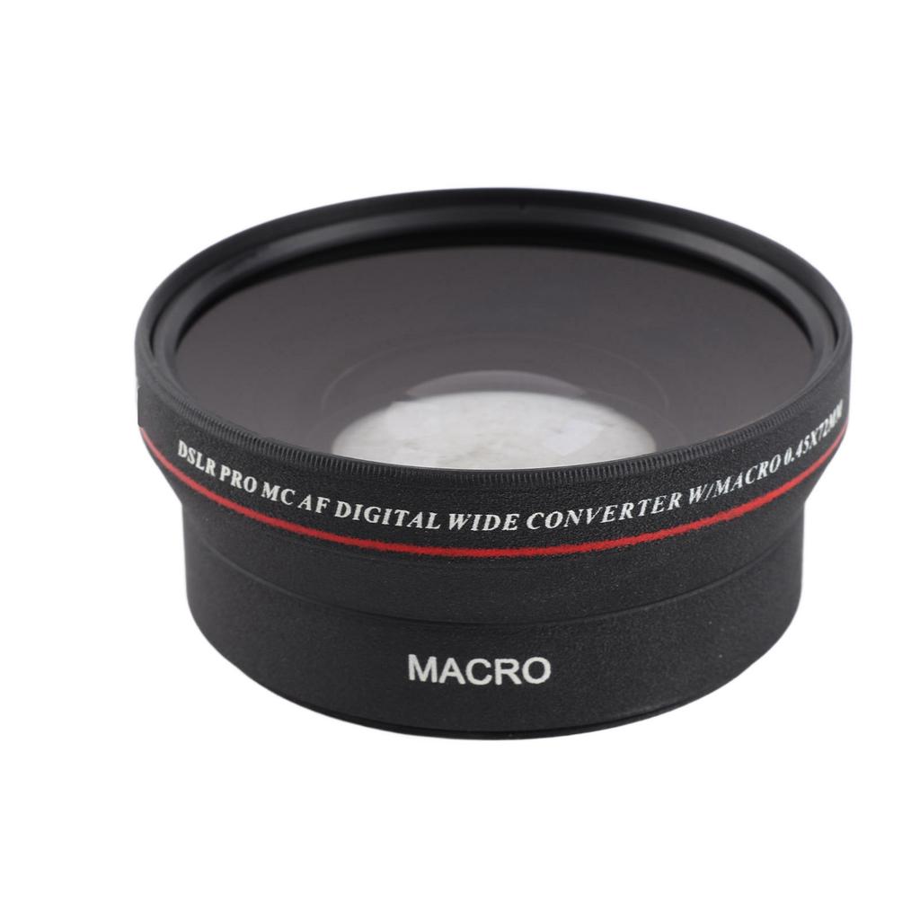 Optical Glass 0.45x Wide‑Angle Black Additional Lens for 72mm Camera Lens Photography Accessory