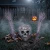 Spooky Lawn Stake Decorations Halloween Skull Garden Stakes, Skeleton Arms Prop with Ground Spikes, Realistic Hands Outdoor Decor for