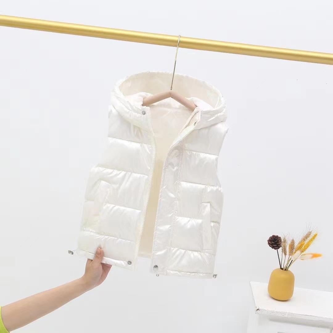 

Детский жилет для мальчиков и девочек с капюшоном, верхняя одежда, детское бархатное пальто, безрукавка, пуховик, подростковый зимний водонепроницаемый жилет