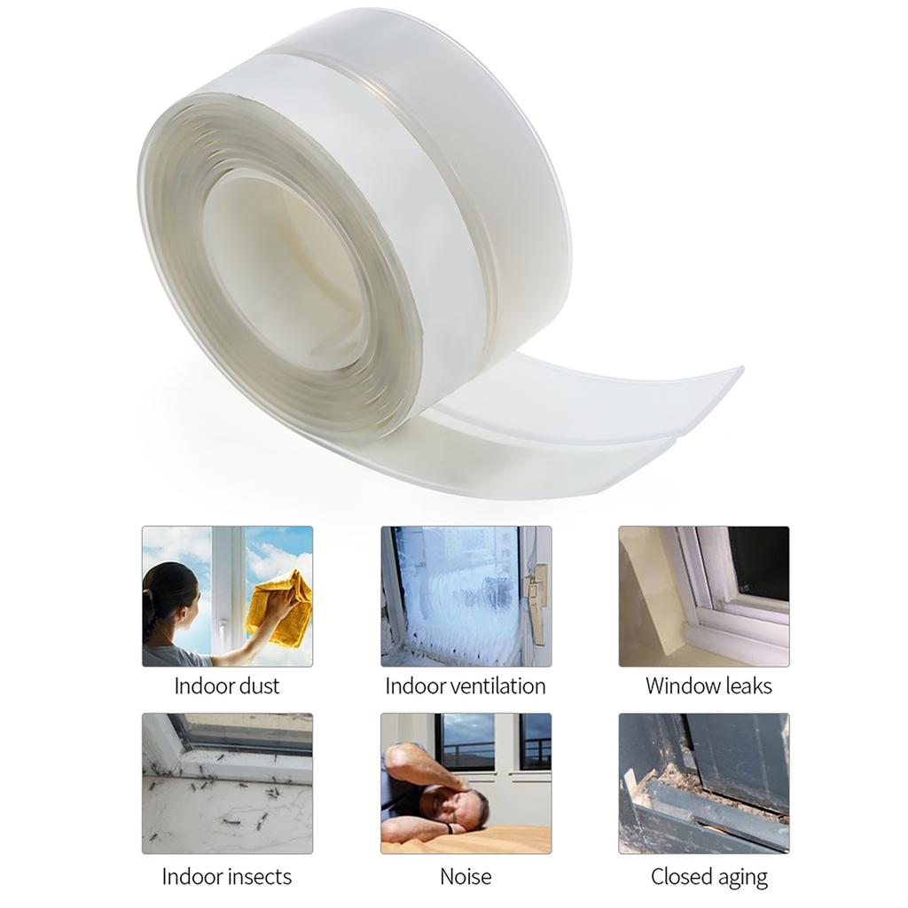 3.3ft 1m Seal Strip Silicone Rubber Sealing Sticker Self adhesive Seal Strip for Door Window Door Noise Stopper and