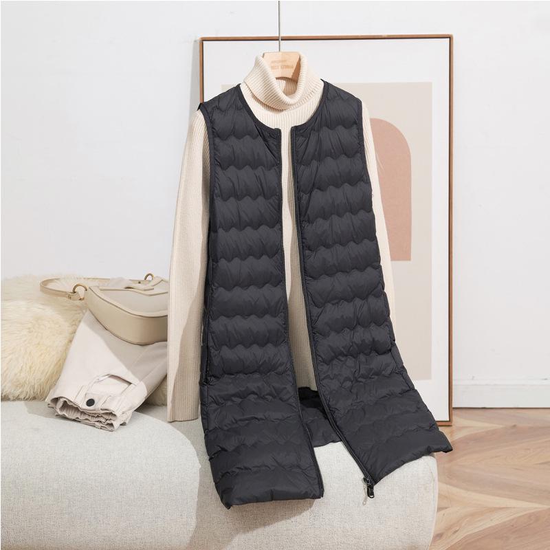 

Lightweight Plus Size Slim Fit White Duck Down Sleeveless Vest - New Fashionable Warm Outerwear M чёрный
