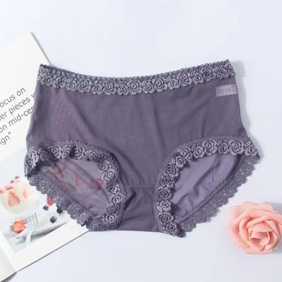 Sexiga Underkläder för Kvinnor Mellanhöga Genomskinliga Nät Trosor Damer Sömlösa Blommiga Spetskantade Trosor