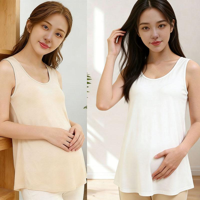 Maternity Celebrity Style Solid Color Camisole: Loose, Multi-Color, Belly-Covering, Non-Revealing Inner Vest for Pregnant Mothers.