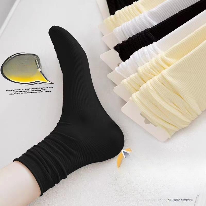 Nylon Samt Socken für Damen, Mittelhohe Dünne Frühjahrs- und Sommersocken mit Schlingen, Einfarbige Eis-Socken für Damen