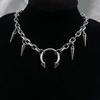 Gothic Punk Thorns Pendant Necklace With Steel Cross Chain For Women