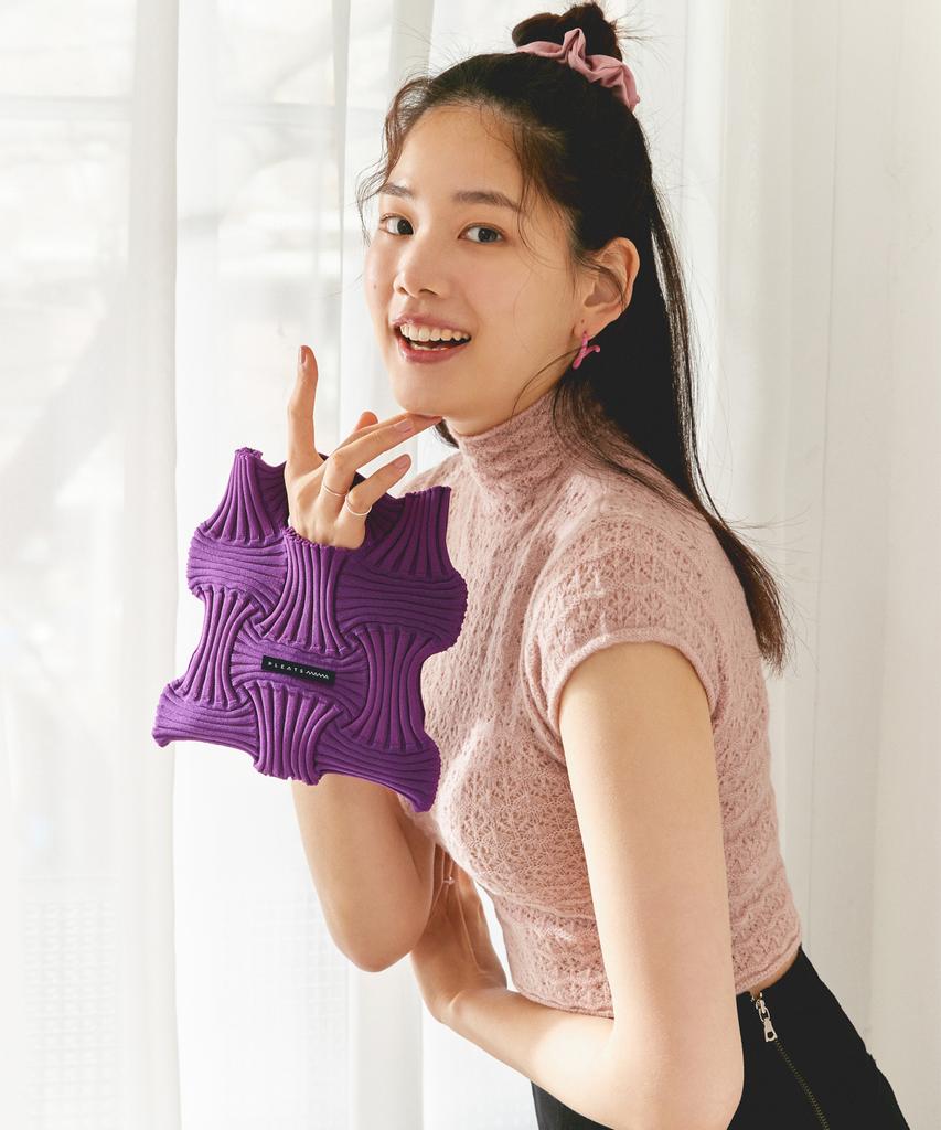 Pleatsmama Mini Bow Bag Grape Purple