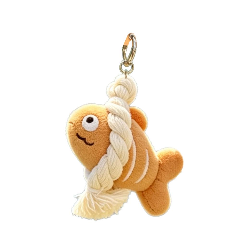 Small Fish Dried Plush Key Holder With Cute Design For Bag Accessories