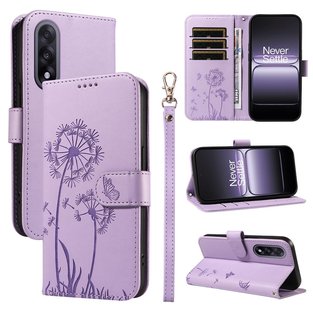For OnePlus Nord 5 5G/OnePlus Ace 5 Ultra 5G Leather Wallet Case with Strap Dandelion Imprint Phone Stand Cover