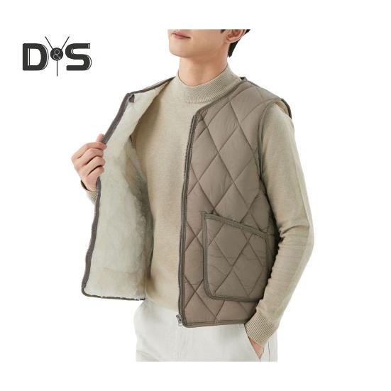 

Жилет с V-образным вырезом, без рукавов, застежка-молния, жилет, пальто с карманами, однотонный ромбовидный жилет с бархатной подкладкой, куртка M хаки