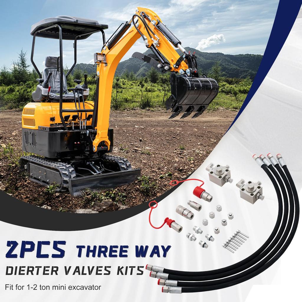 Mini Excavator Cushion Valve Kit Complete for Swivel Motor Assembled Fits Any Mini Excavator or Machine with 1/4" Hydraulic Hose