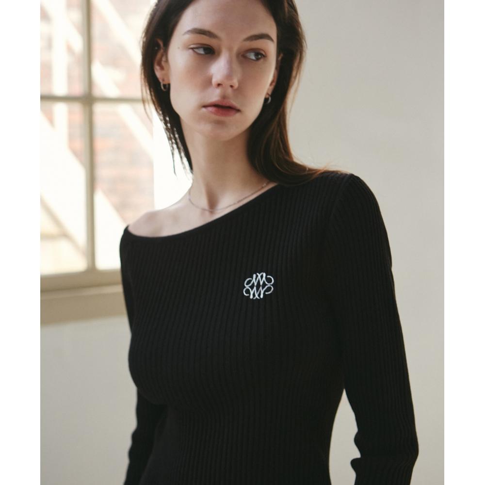 

NICKNICOLE NICOLE SHOULDER RIBBED KNITBLACK