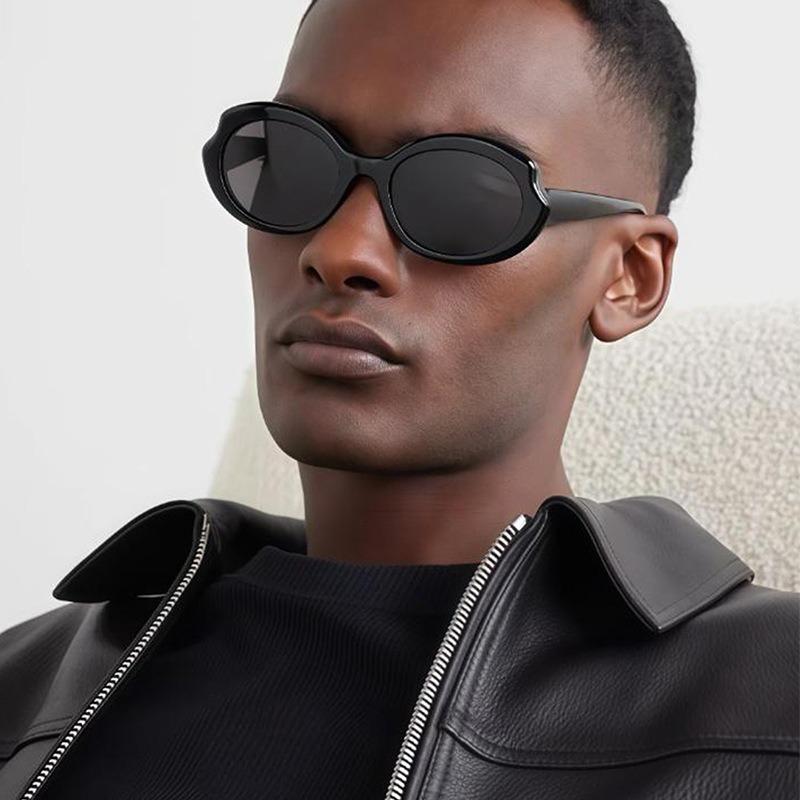 New Fashion Retro  Leopard Elliptical Women Sunglasses Frame  Personalized  Candy Color Trend Outdoor Men Sun Glasses Uv400