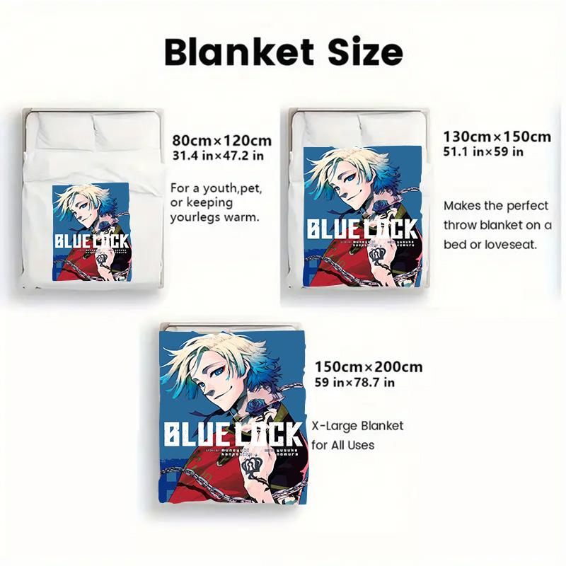 Blue Lock Anime 2D Flat Pattern Flannel Blanket High Quality All Seasons Warmth and Comfort Perfect for Christmas Gifts.MMT0918395