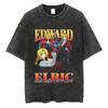 Japonia Anime Mustang Roy Anime Fullmetal Alchemist Manga Graficzny Nadruk Koszulka Męska Damska Harajuku Vintage Sprana Bawełna Luźny Top Letni Nowy T-shirt