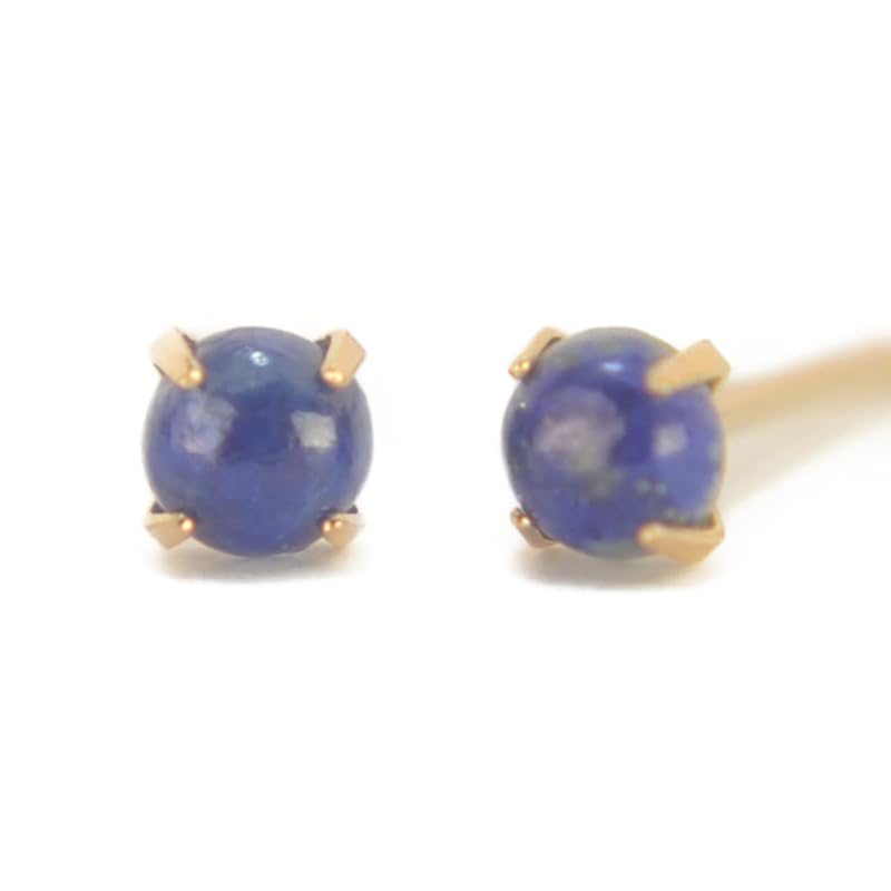 

[yokomountain] K10 natural lapis lazuli earrings 3mm 10 gold ladies silicone catch