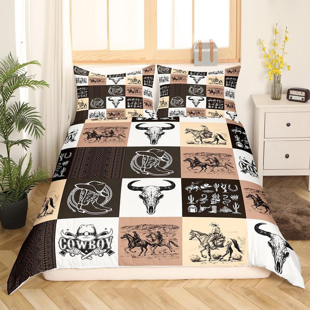 Bull Skull Ma Aztec Three-Piece Digital Printed Bedding Set Bed Cover