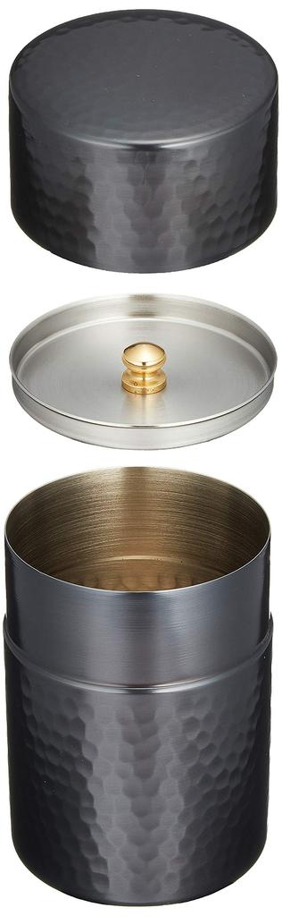 Shinko Metal Tea Caddy Black Copper Finish Medium Pure Copper Black Copper Finish Hammered Tea Caddy (Capacity 150g) BC-106