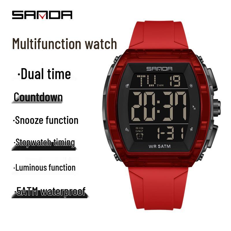 Sanda Waterproof Multifunctional Sports Watch for Students with Alarm