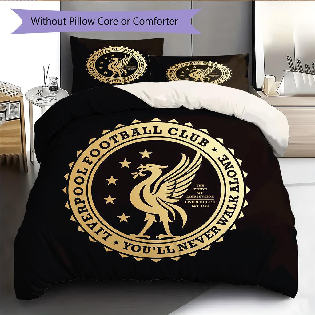 Set Copripiumino Trapuntato con Fantasia Liverpool Football Club Decorazione per la Casa Regalo (1 * copripiumino + 2 * federe senza imbottitura)