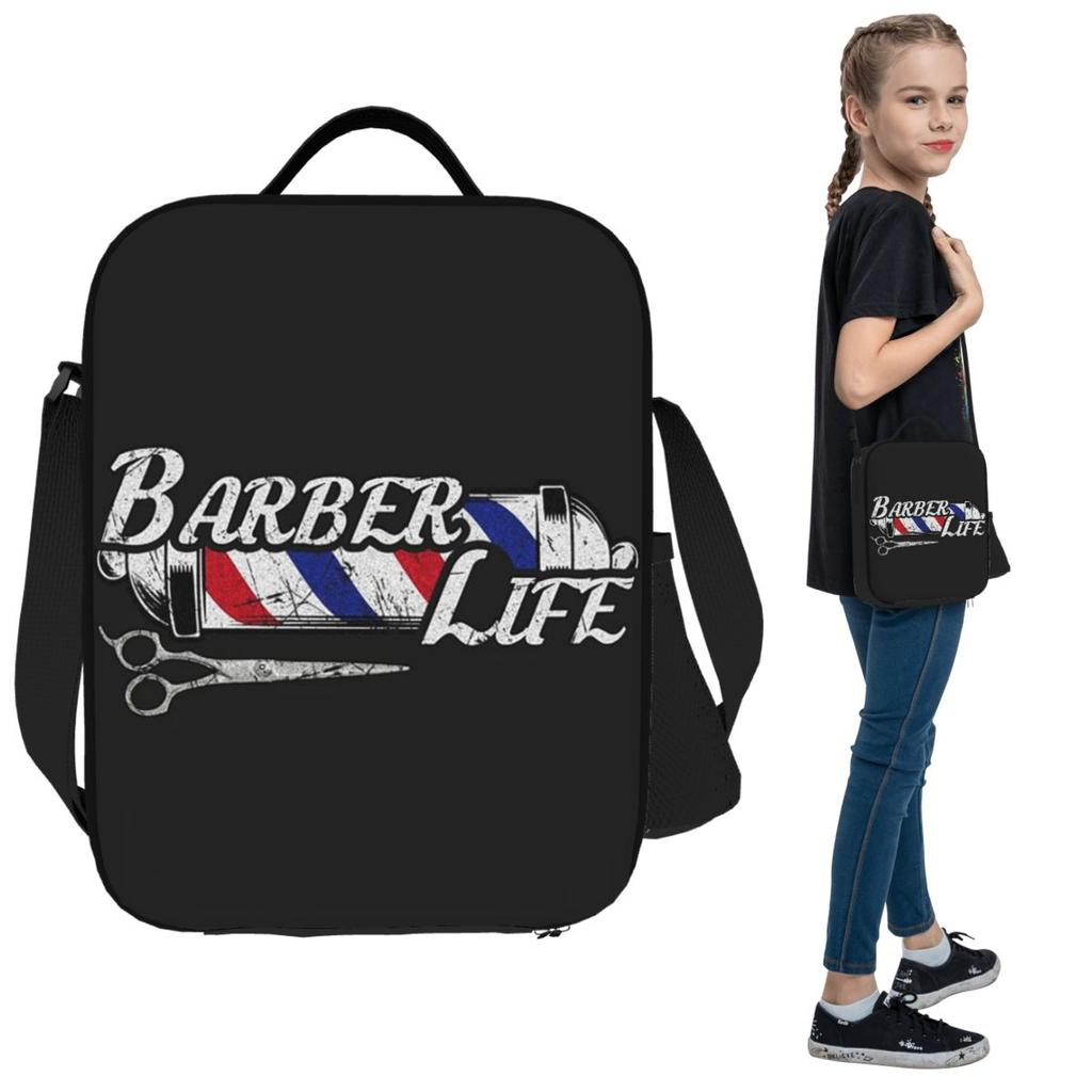 Barber Shop Sign Entrance Insulated Lunch Bag for Kids School Cooler Thermal Food Box Tote Portable Lunch Boxes Container