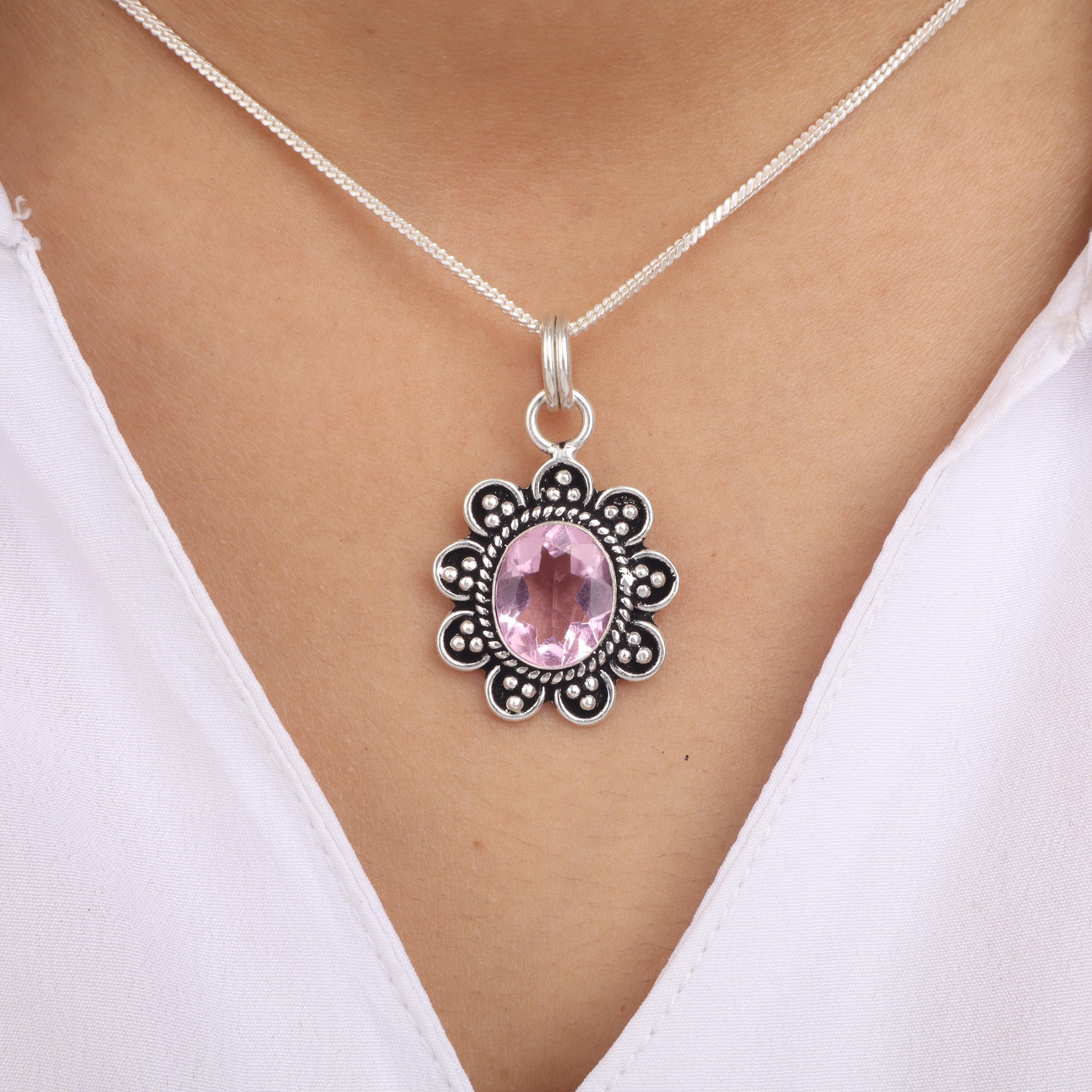 

Морганит Драгоценный камень 925 Стерлинговое серебро Ювелирные изделия Дизайнер Свадебная Подвеска 1,37 Для Женщин CP-40-11