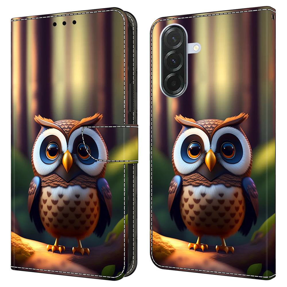 Kožené pouzdro pro Samsung Galaxy A16 5G/4G s potiskem vzoru, peněženkou a stojánkem, flipový kryt na telefon