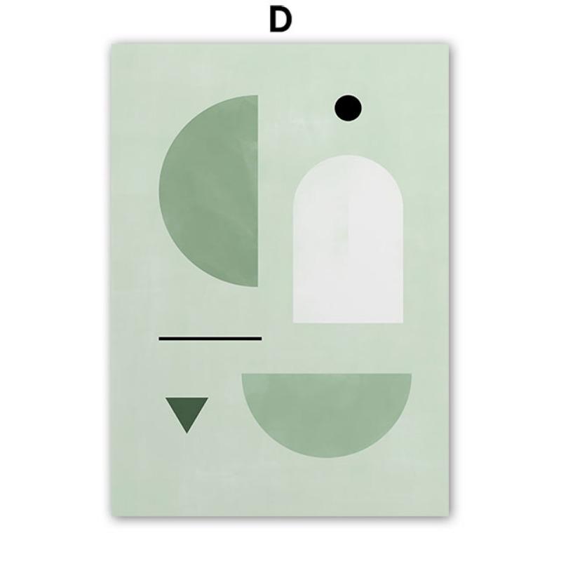 Boho Green Sun Lines Rainbow Leaves Geometry Abstract Posters Prints Wall Art Canvas Painting Pictures For Living Room Bar Decor