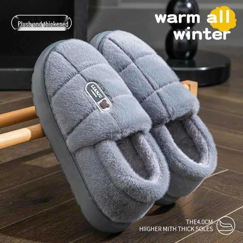 Men's & Women's Extra Large Warm Non-Slip Cotton Slippers, Size 50, Thick-Soled, Back-Heel Design.