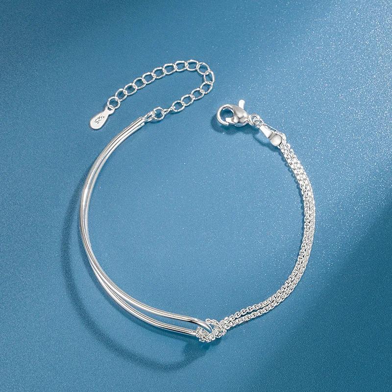 Fashion Silver Double-Layer Starry Sky Bracelet Asymmetric Hollow Bracelet Personalized Luxury Jewelry Simple Twists Bracelet