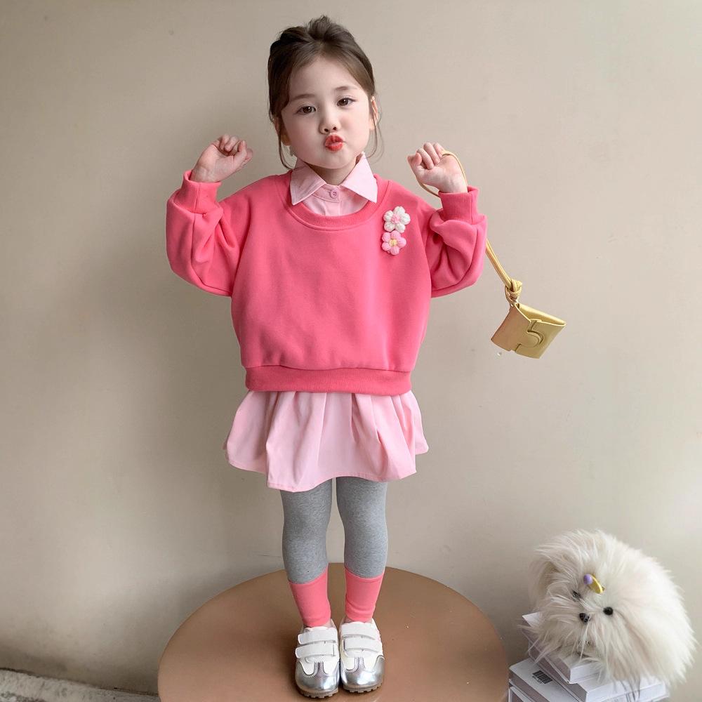 Trendy Jarní & Podzimní 2025 Dvoudílný Set: Stylová mikina a kalhoty pro malé holčičky