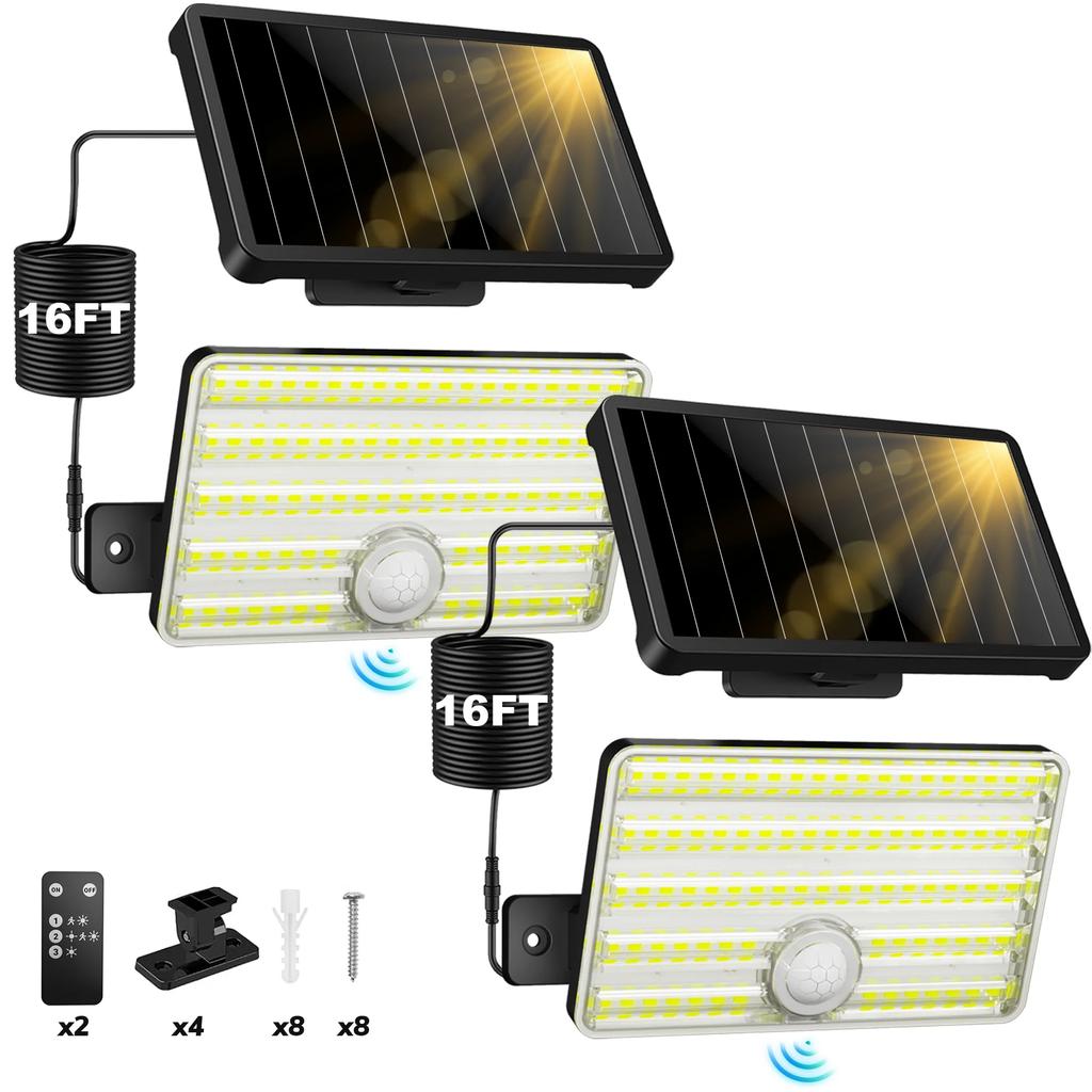 SZRSTH IP65 Waterproof Solar Outdoor Light-LED Motion Sensor Light with Remote Control Waterproof Security Flood Light for Porch