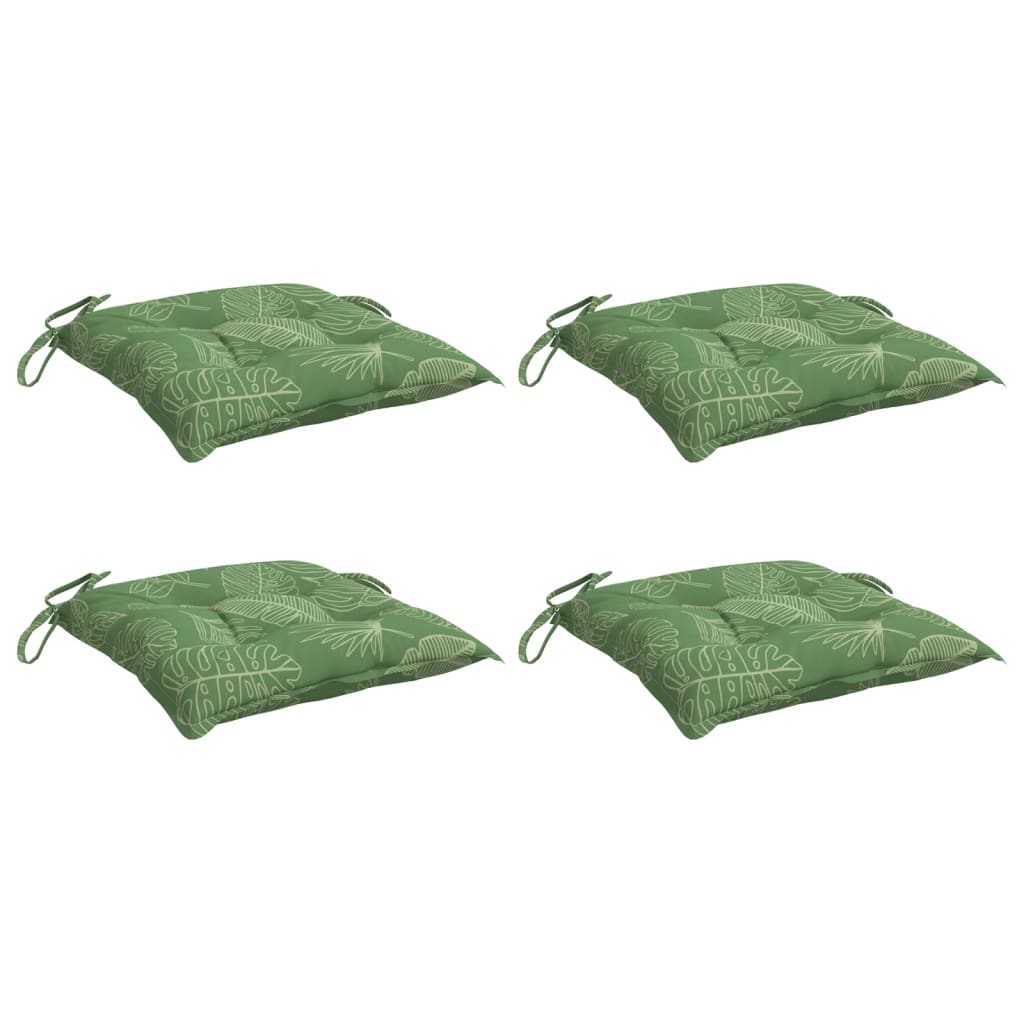 4 Piece Leaf Pattern Chair Cushions 40 x 40 x 7 cm Fabric