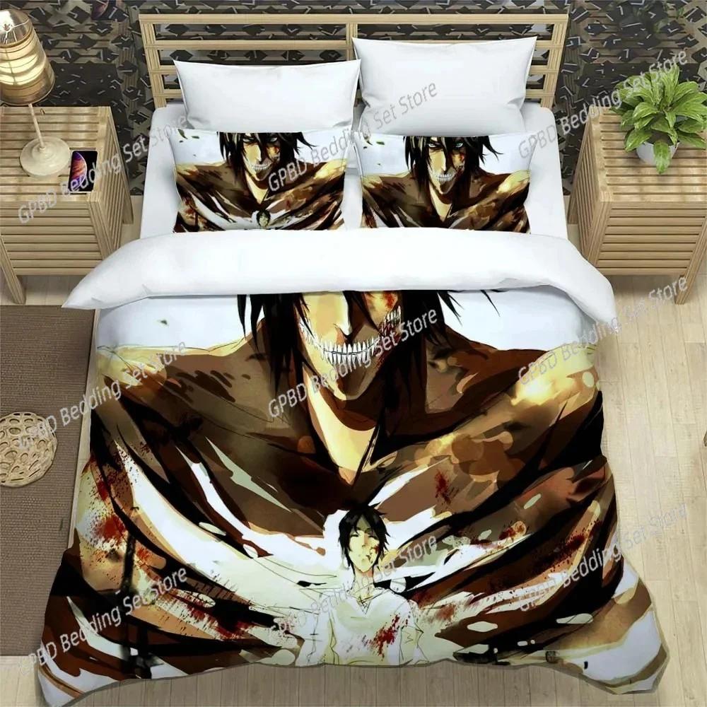 Attack On Titan Printed Polyester Bedding Bedding Set Quilt Cover Pillowcase Soft And Comfortable Customizable