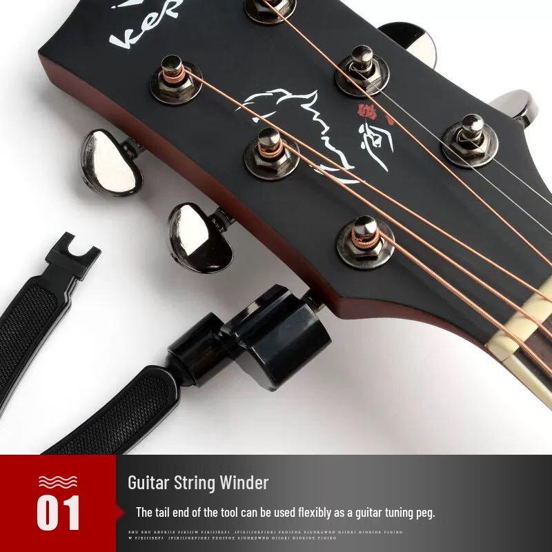 3-in-1 Guitar Tool: String Cutter, Winder, Pin Puller for Folk Guitar