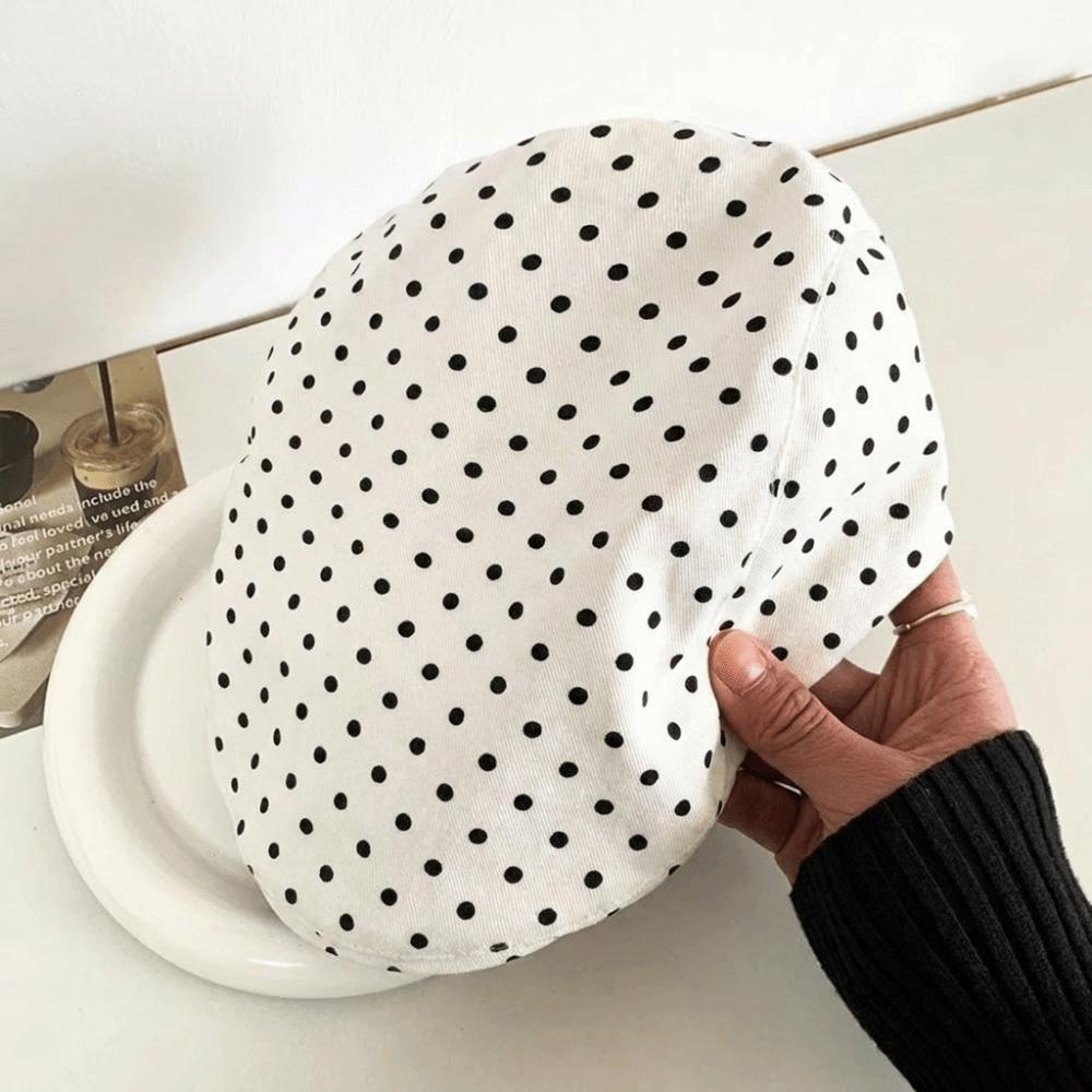 Lightweight Cotton Polka Dot Berets Polyester Newsboy Cap Versatile Forward Hats All Season