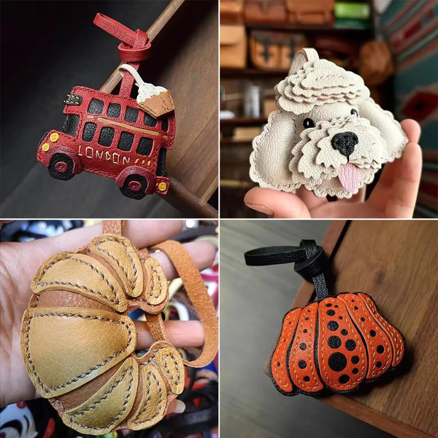 Neuer handgefertigter Leder-Pilz-Taschenanhänger Schlüsselanhänger Geschenk Niedliche Dekoration für Taschen Exquisiter Charm Taschenzubehör