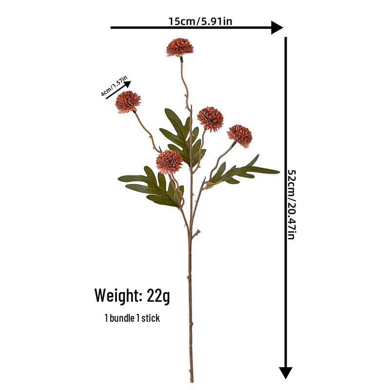 Artificial Dandelion Flower with 5 Heads - Single Stem for Indoor Decoration or Wedding Decor