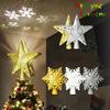 Christmas Tree Topper LED Snowflake Star Top Light Projection Lamp Light Gold Party Romantic Christmas Decorations for Home