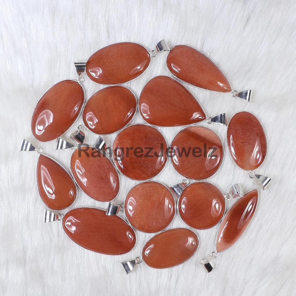 Orange Jade Pendant Sterling Silver Pendant Mix Shape Bezel Pendant Natural Orange Jade Gemstone Pendant Handmade Pendant Girls Pendant