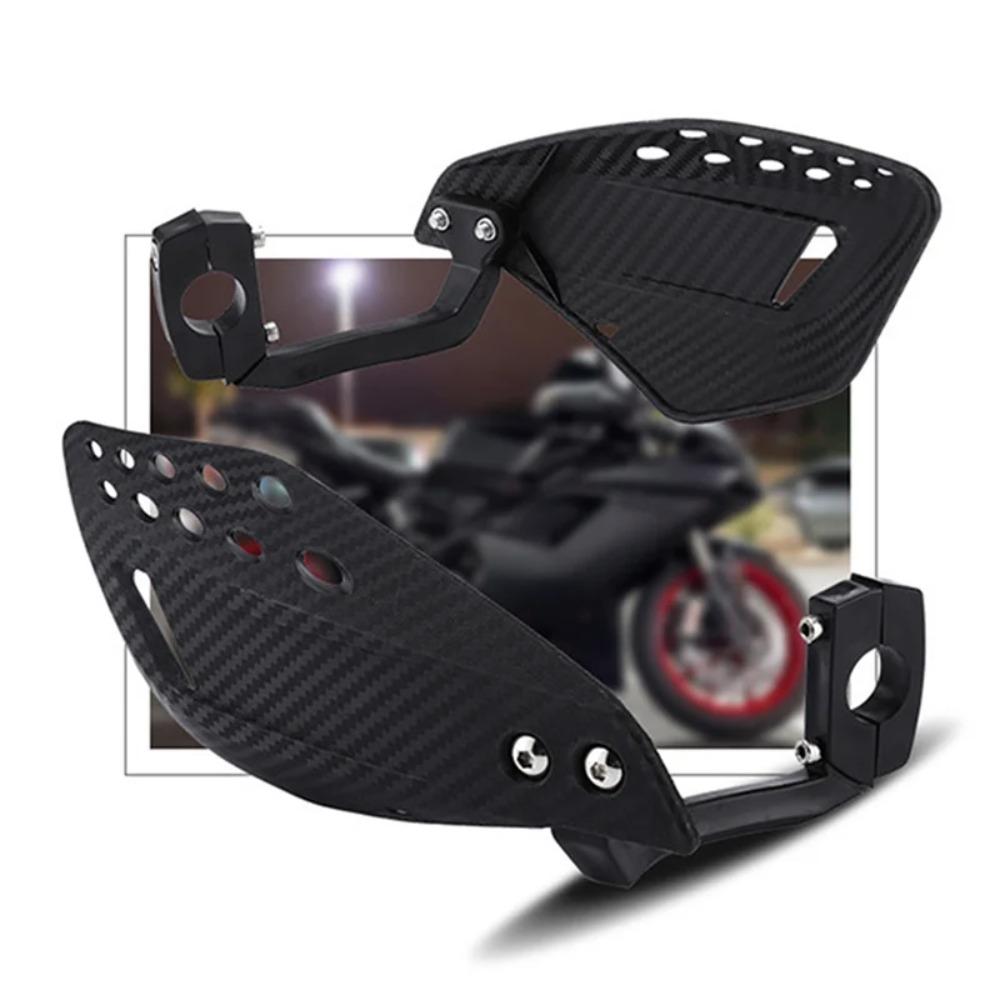 Dirt Bike Hand Guards - Carbon Fiber Style PP Shields with Brake Lever Cutouts, Windproof & Shockproof for Honda/KTM (Black)