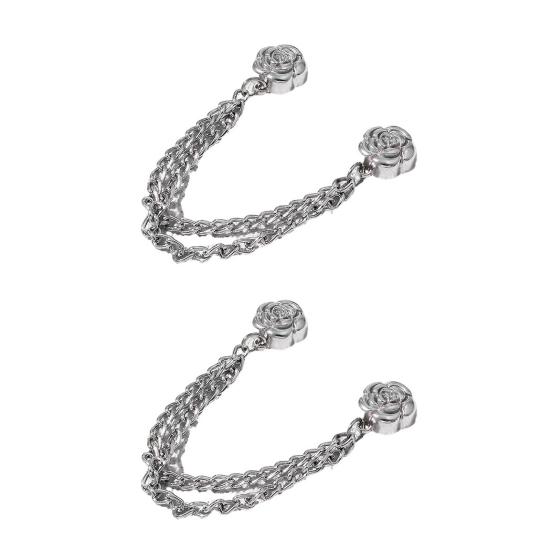 2Pcs Magnetic Clothing Clips with Chain Multi-Function Metal Clothes Magnet Pins Men Women Scarf Shirt Sleeve Pants Button Clip Accessories