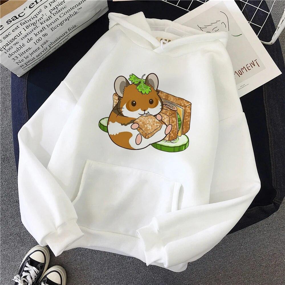 Hamster Hoodies Women Kawaii Gothic Korean Style Pulls Hoddies Female Harajuku Sweater Unisex