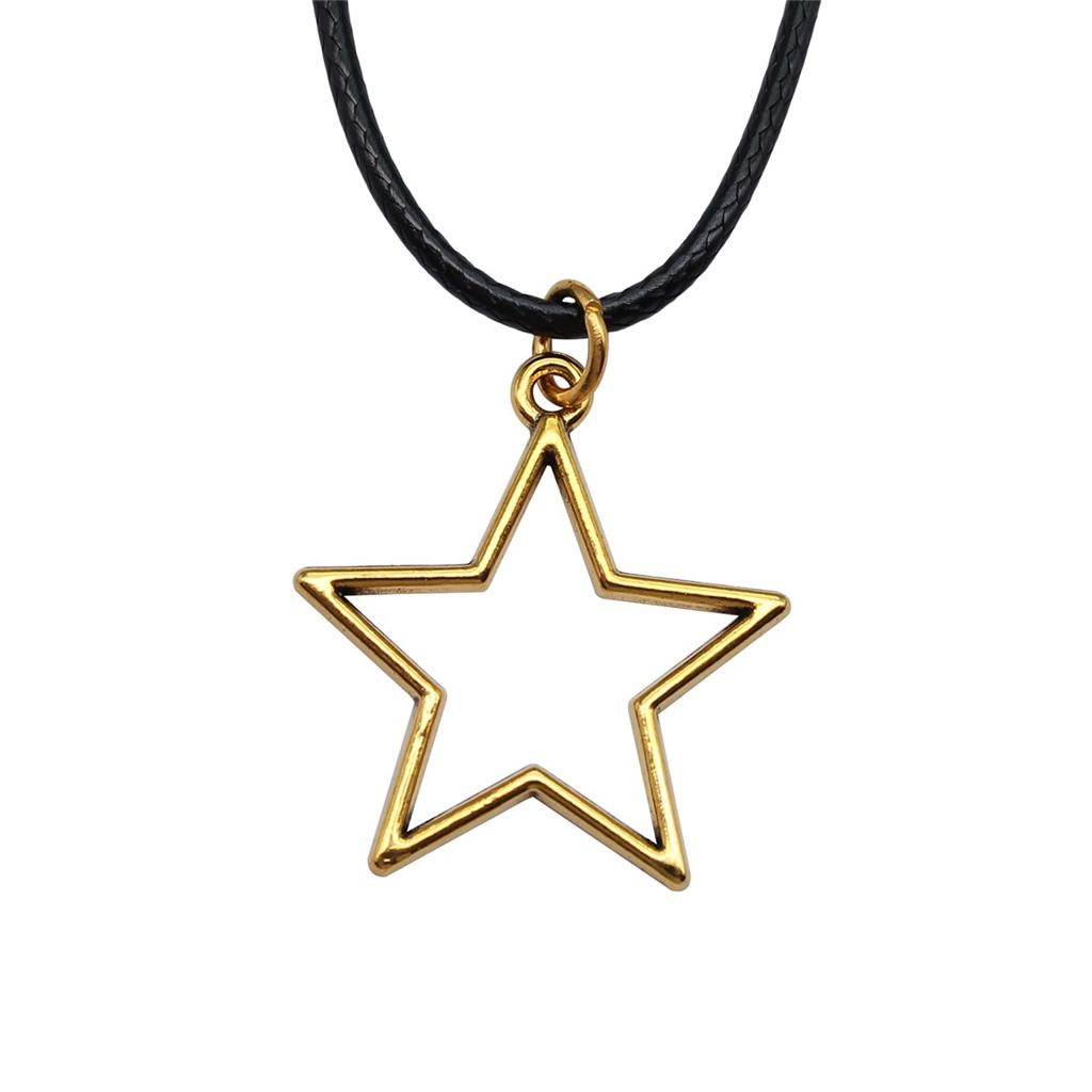 Star Pendant Necklace Vintage Minimalist Moon Sun Charms Cosmic Jewelry With 45cm Leather Chain