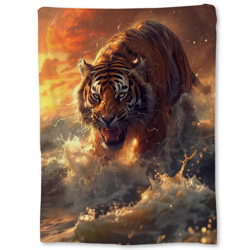 Tiger Blanket Wild Animal Flannel Throw Blanket Soft Comfy Lightweight Cozy Plush Fuzzy Warm Blanket for Home Couch Bed Sofa