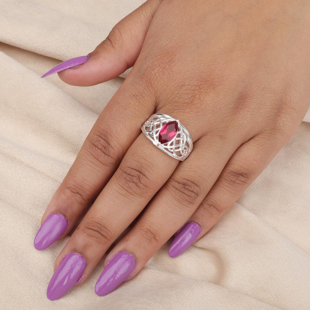 Natural Pink Rubellite Gemstone 925 Sterling Silver Jewelry Wedding Ring For Her CZR-3-4