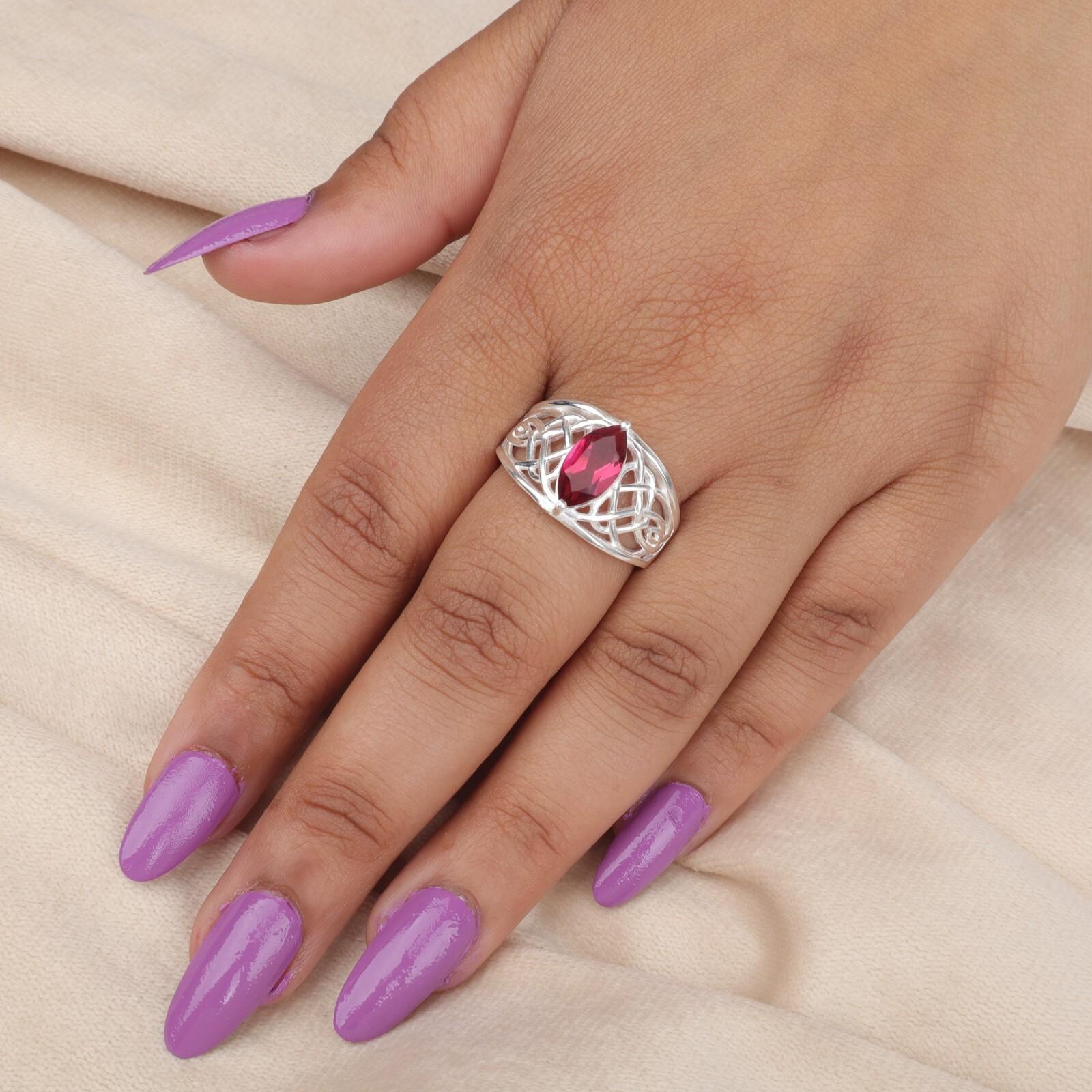 

Натуральный розовый рубеллит драгоценный камень 925 стерлинговое серебро ювелирные изделия обручальное кольцо для нее CZR-3-4 8.75