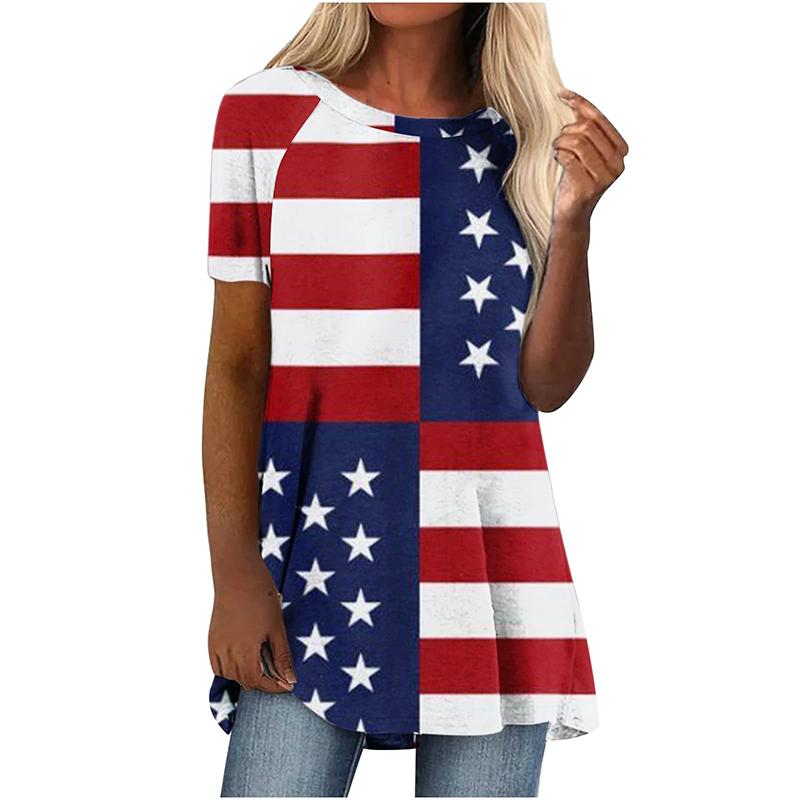 Summer USA American Flag 3D Print T-shirt Streetwear Women Short Sleeve T Shirts Y2K Tops Tees Woman Female Oversized Clothing