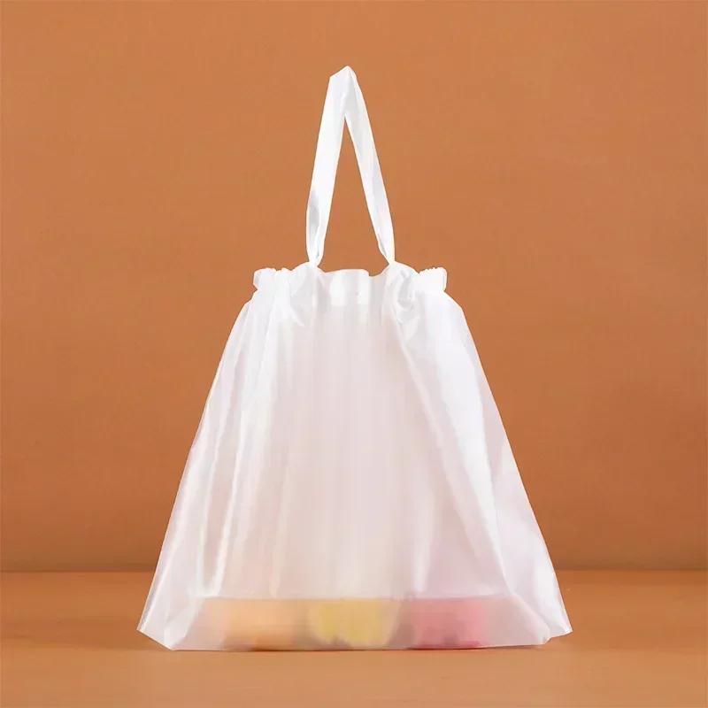 50piece Catering Plastic Tote Bags With Drawstring Pull Catering Takeaway Packaging Bags Lunch Fruit Packaging Plastic Bags